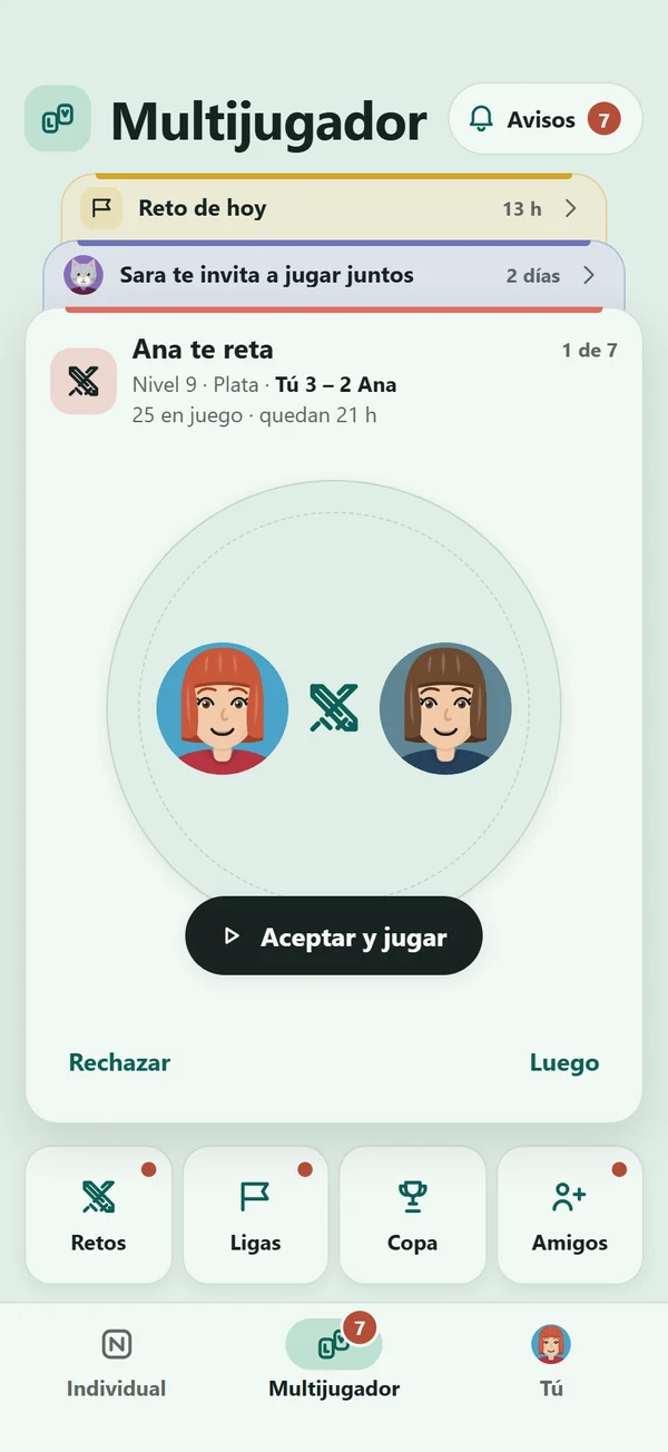 Los retos con amigos, en Multijugador